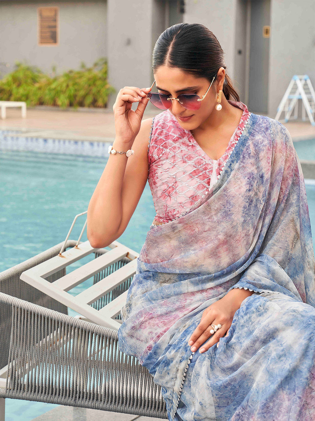 Tikhi Imli Tie and Dye Gotta Patti Chiffon Saree | Grocsy