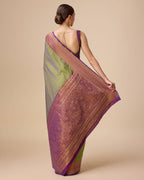 Monjolika Fashion Elegant Olive Green Banarasi With Intricate Zari Work With Rich Brocade Patterns Silk Saree | Grocsy