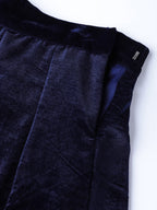 Indian Clothing Juniper Women Navy Velvet Embroidered Flared Lehenga Choli Sets | Grocsy