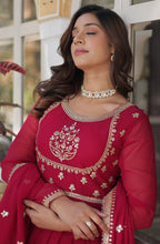 Vedant Vastram Heavy Embroidery & Sequins Work Pure Georgette Gown With Dupatta - Pink | Grocsy