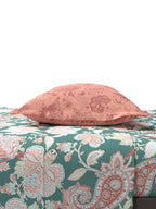 MYTRIDENT Green White Ethnic Motifs Cotton 144 TC Queen Bedsheet With 2 Pillow Covers | Grocsy