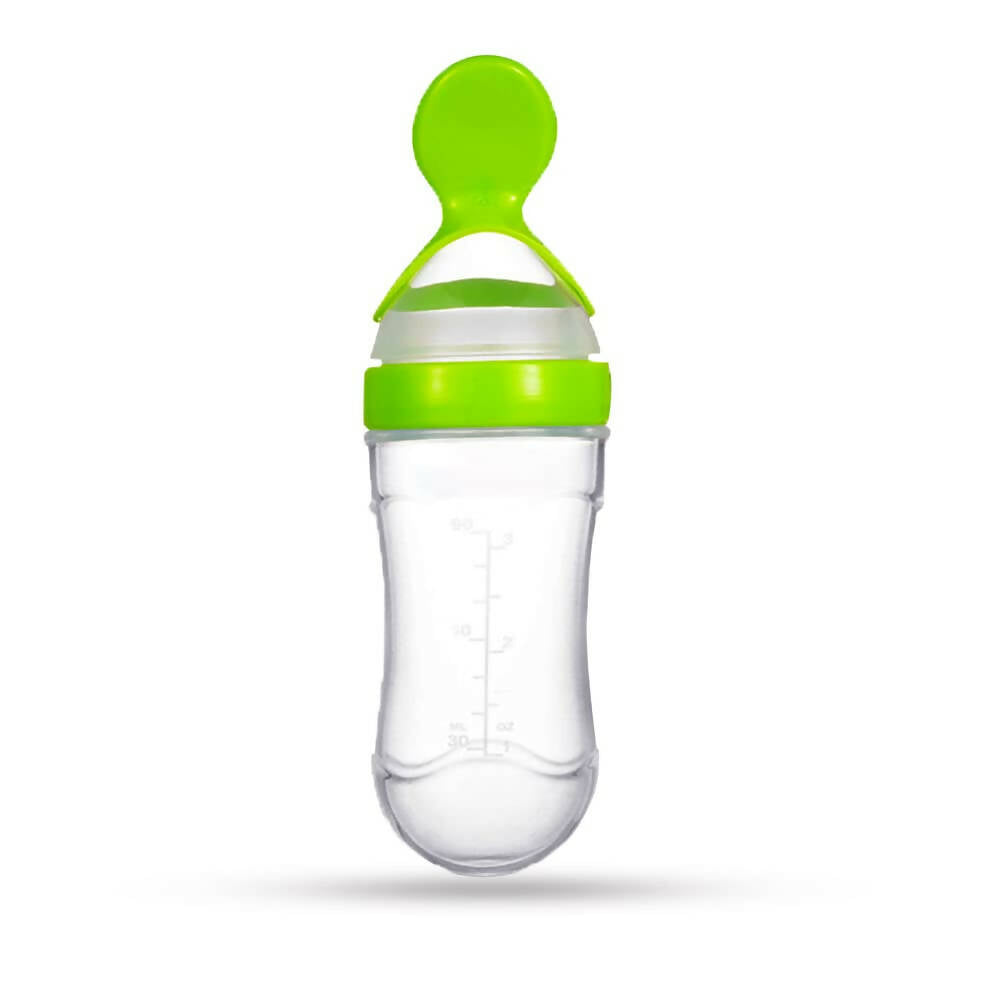 Goodmunchkins Silicone Spoon Food Feeder Silicone Bottle for Babies-Green | Grocsy