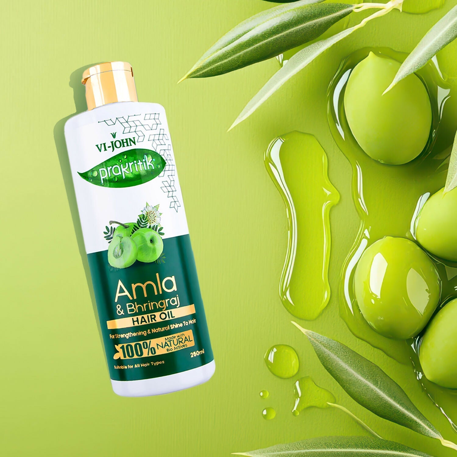 VI-JOHN Prakritik Amla & Bhringraj Hair Oil For premature greying, 100% Natural Bio-Actives | Grocsy