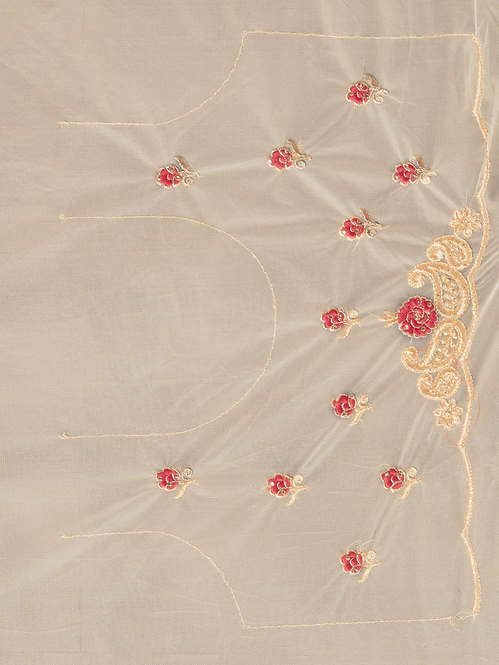 Tikhi Imli Off-White & Gold-Coloured Net Embroidered Saree | Grocsy