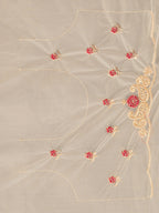Tikhi Imli Off-White & Gold-Coloured Net Embroidered Saree | Grocsy