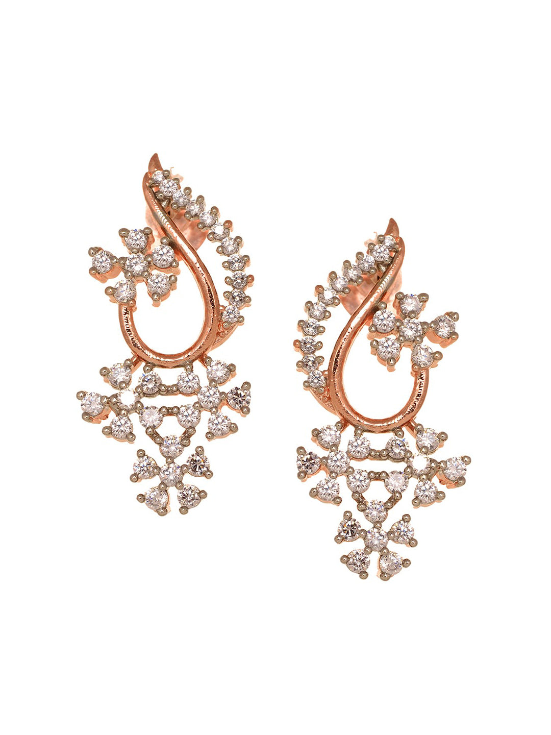 Saraf RS Jewellery Rose Gold-Polished White AD-Studded Jewellery Set | Grocsy