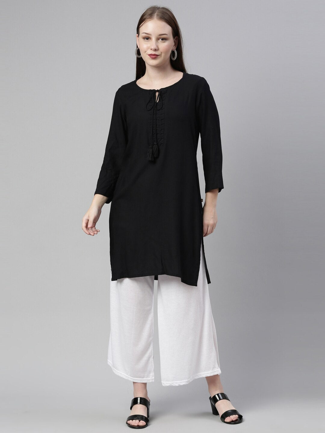 Souchii White Knitted Ethnic Palazzos | Grocsy