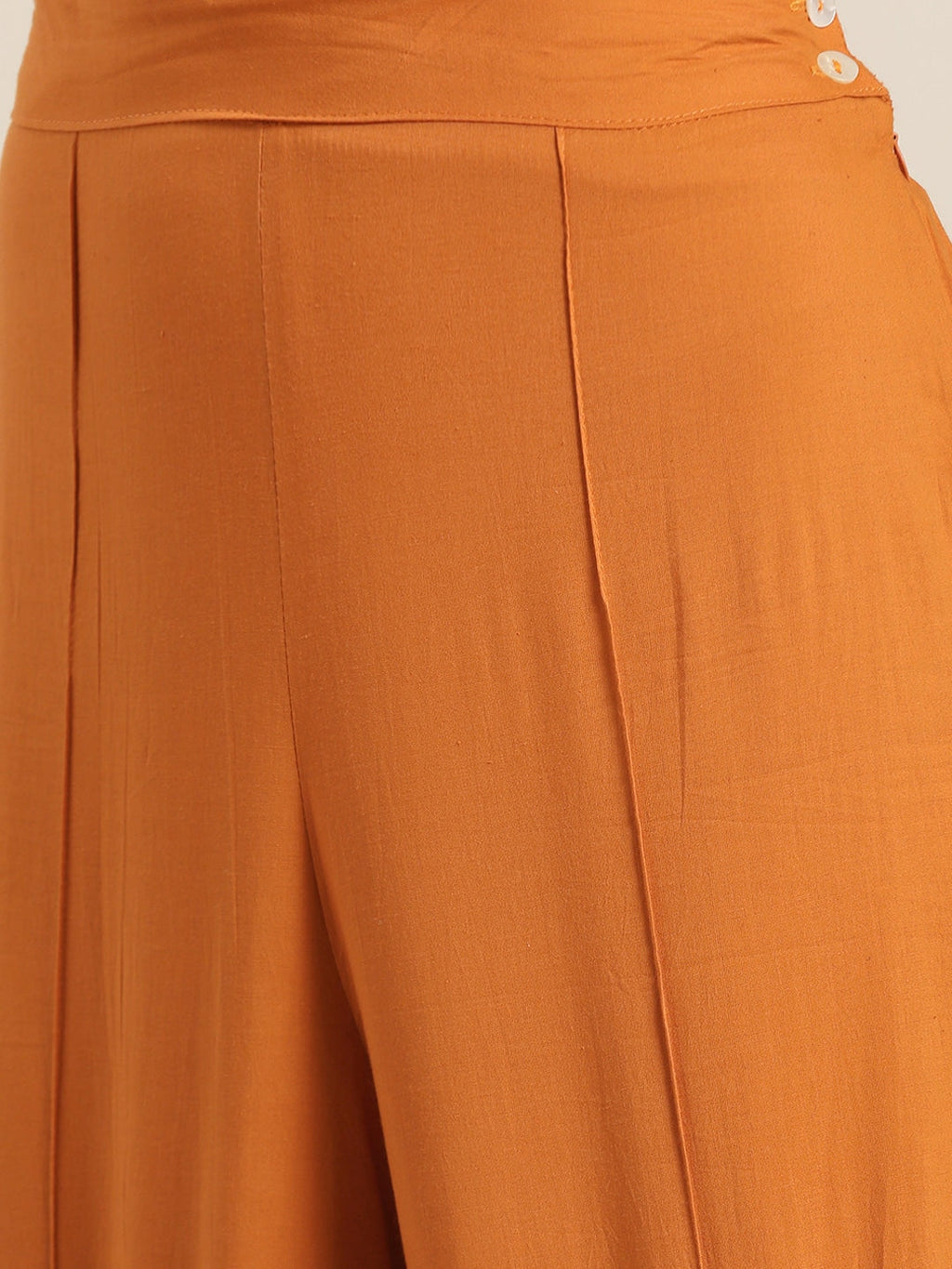 Sangria Women Rust Orange Solid Pure Cotton Kurta with Palazzos | Grocsy