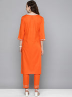HERE&NOW Women Regular Gotta Patti Pure Cotton Kurta with Trousers | Grocsy