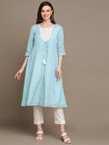 HERE&NOW Embroidered Mirror Work A-Line Kurta | Grocsy
