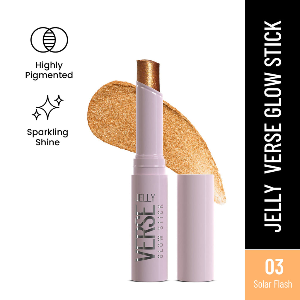 Swiss Beauty Jelly Verse Glow Eyeshadow Stick , Rich Color Payoff, Crease-Proof - Solar Flash | Grocsy