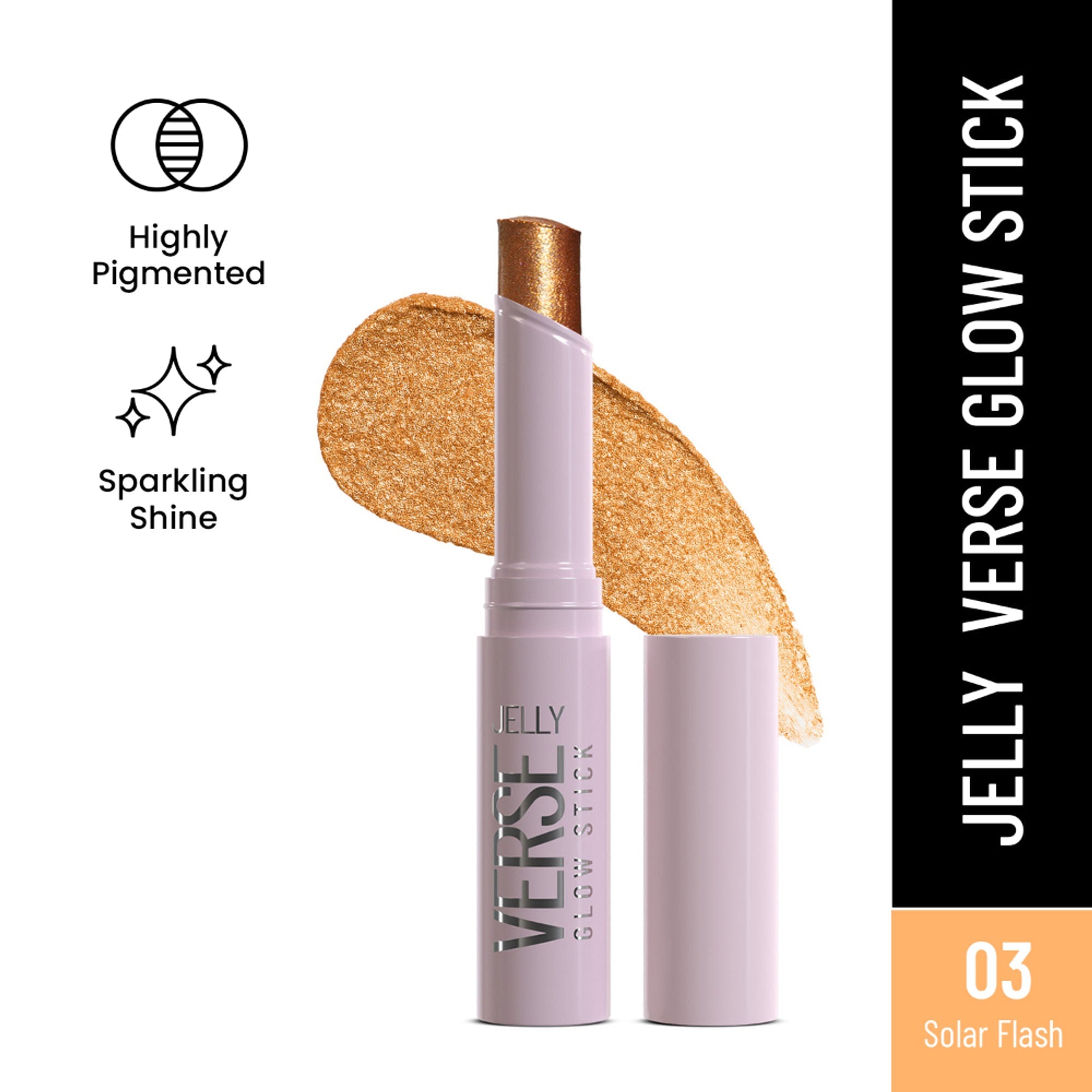Swiss Beauty Jelly Verse Glow Eyeshadow Stick , Rich Color Payoff, Crease-Proof - Solar Flash | Grocsy