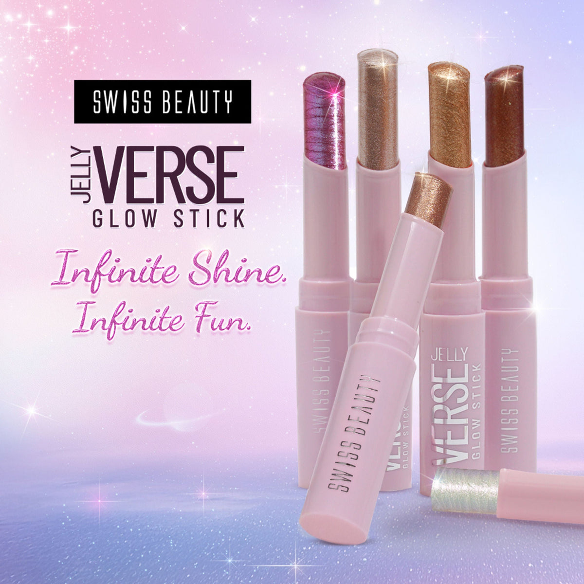 Swiss Beauty Jelly Verse Glow Eyeshadow Stick , Rich Color Payoff, Crease-Proof - Moon Drip | Grocsy