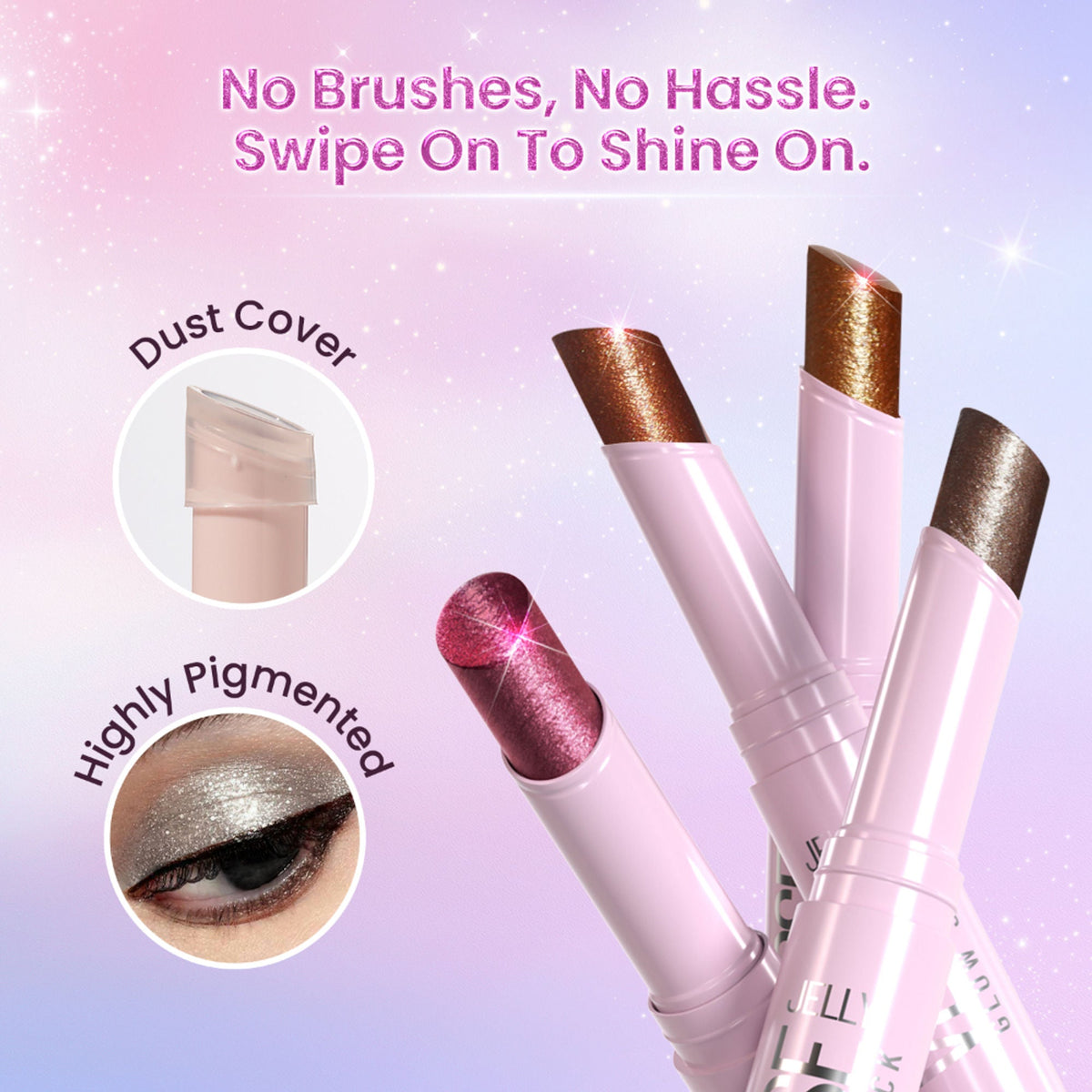 Swiss Beauty Jelly Verse Glow Eyeshadow Stick , Rich Color Payoff, Crease-Proof - Twilight Beam | Grocsy