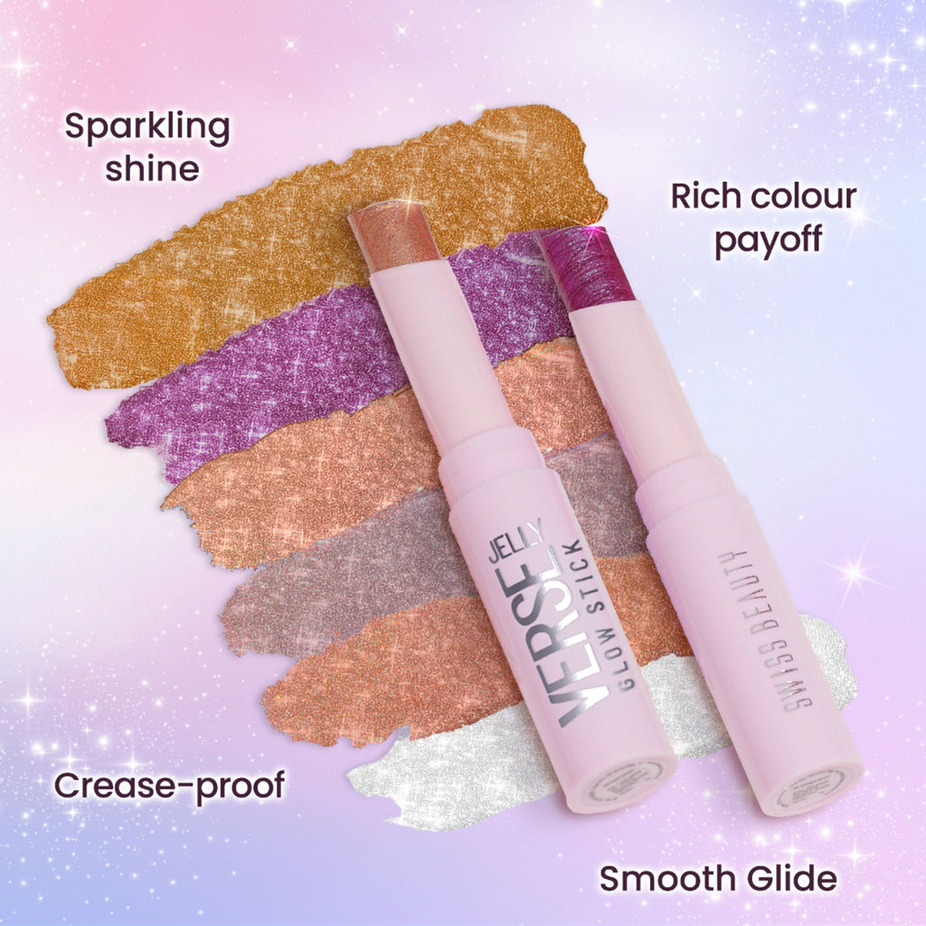 Swiss Beauty Jelly Verse Glow Eyeshadow Stick , Rich Color Payoff, Crease-Proof - Twilight Beam | Grocsy