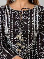 HERE&NOW Black Bandhani Printed Gotta Patti Kurta with Sharara | Grocsy