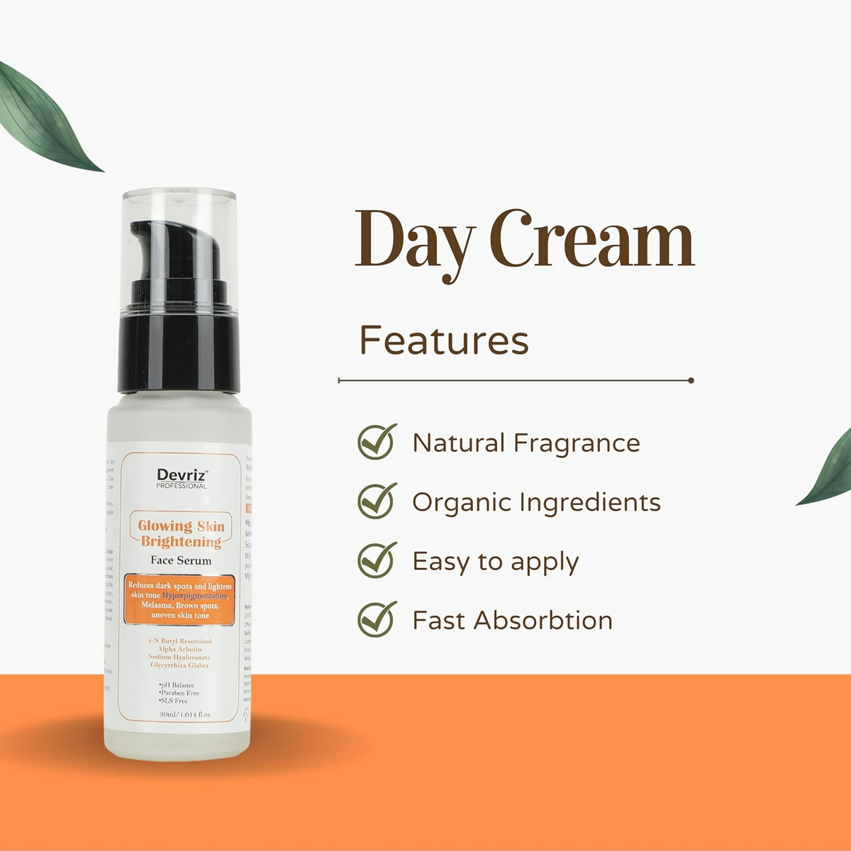 Devriz Professional Day Serum 2% Alpha Arbutin for Pigmentation Acne marks & Dark Spots Removal | Grocsy