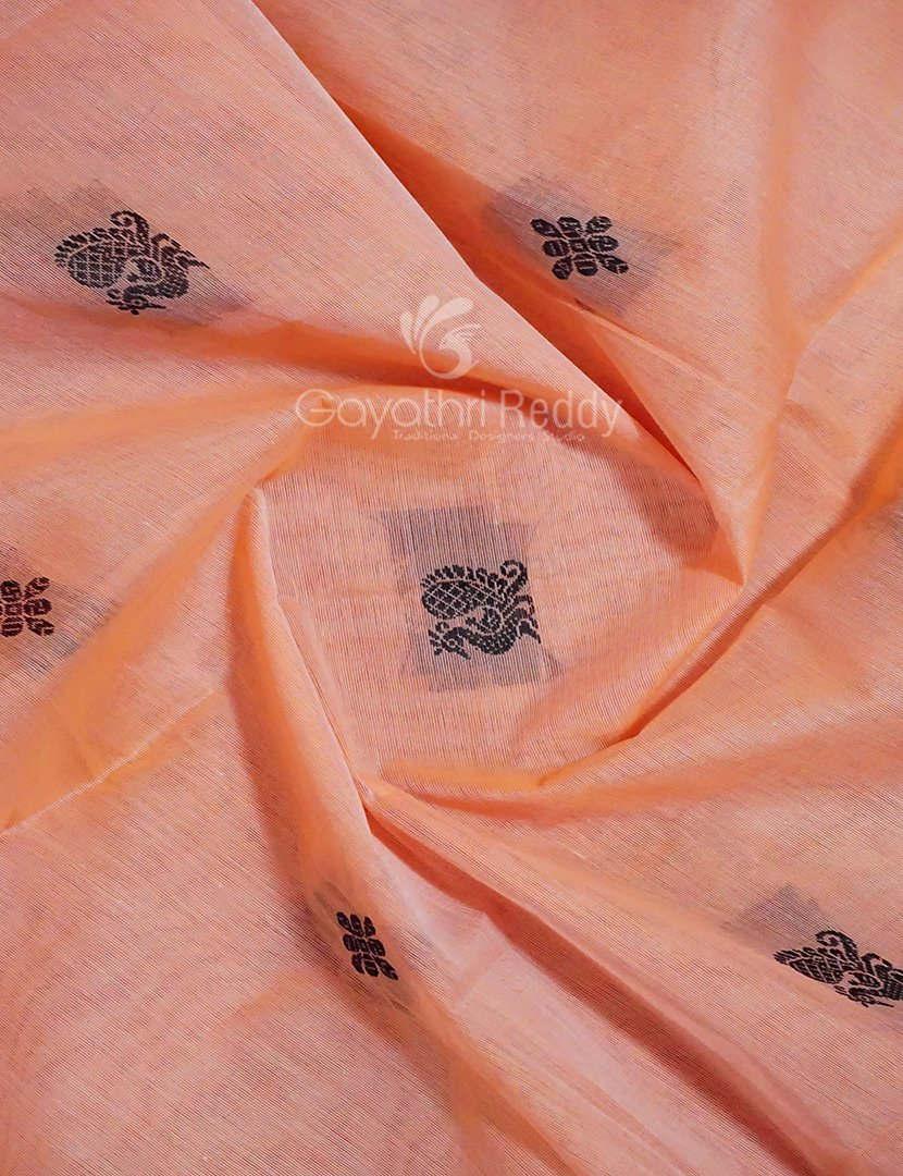 Kalanetha Shades of Peach Pure Kanchi Cotton Saree With Kanchi Traditional Borders By Gayathri Reddy Designer Studio | Grocsy
