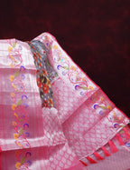 Grey And Baby Pink Colour Banaras Borders And Creeper Design Semi Silk Saree By Gayathri Reddy Designer Studio | Grocsy