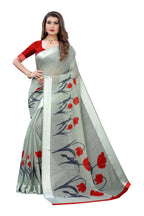 Vamika Sea Green Linen Satin Patta Saree (VANI GREEN) | Grocsy