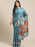 Saree Mall Blue & Beige Ethnic Motifs Print Bhagalpuri Saree | Grocsy