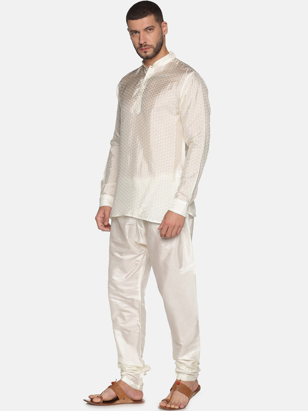 Sethukrishna Cream-Coloured Kurta with Pyjamas For Men | Grocsy