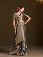 Sangria Floral Woven Design Sarees | Grocsy