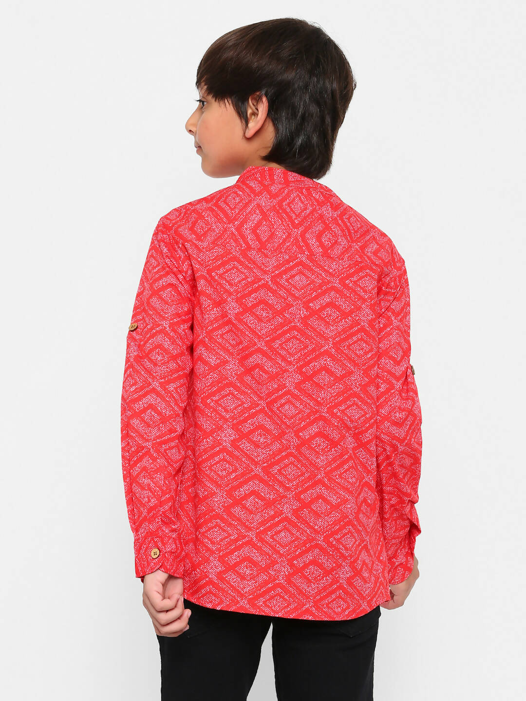 Manet Ethnic Full Sleeves Printed Shirt - Red | Grocsy