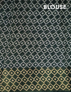 Half White And Parrot Green Colour Ikat Design Semi Chanderi Saree By Gayathri Reddy Designer Studio | Grocsy