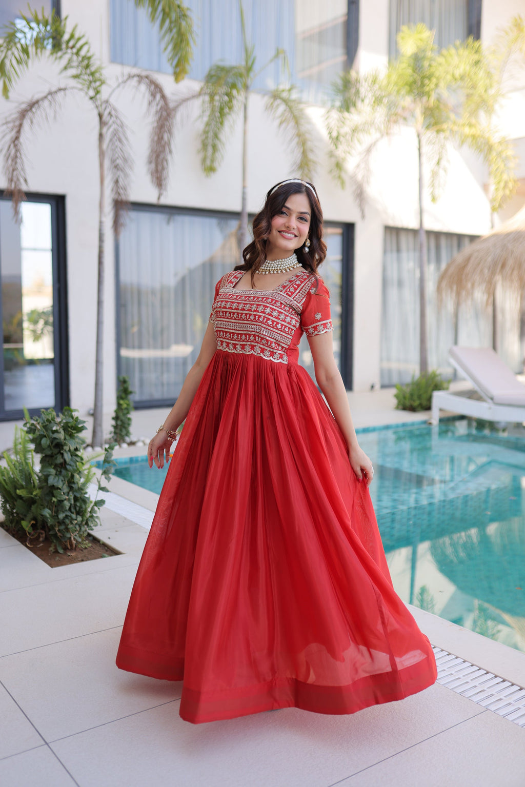 Lorenvalley Fashion Fenta H O Silk with Sequins & Zari with Pipe Beads Embroidered work Gown | Grocsy