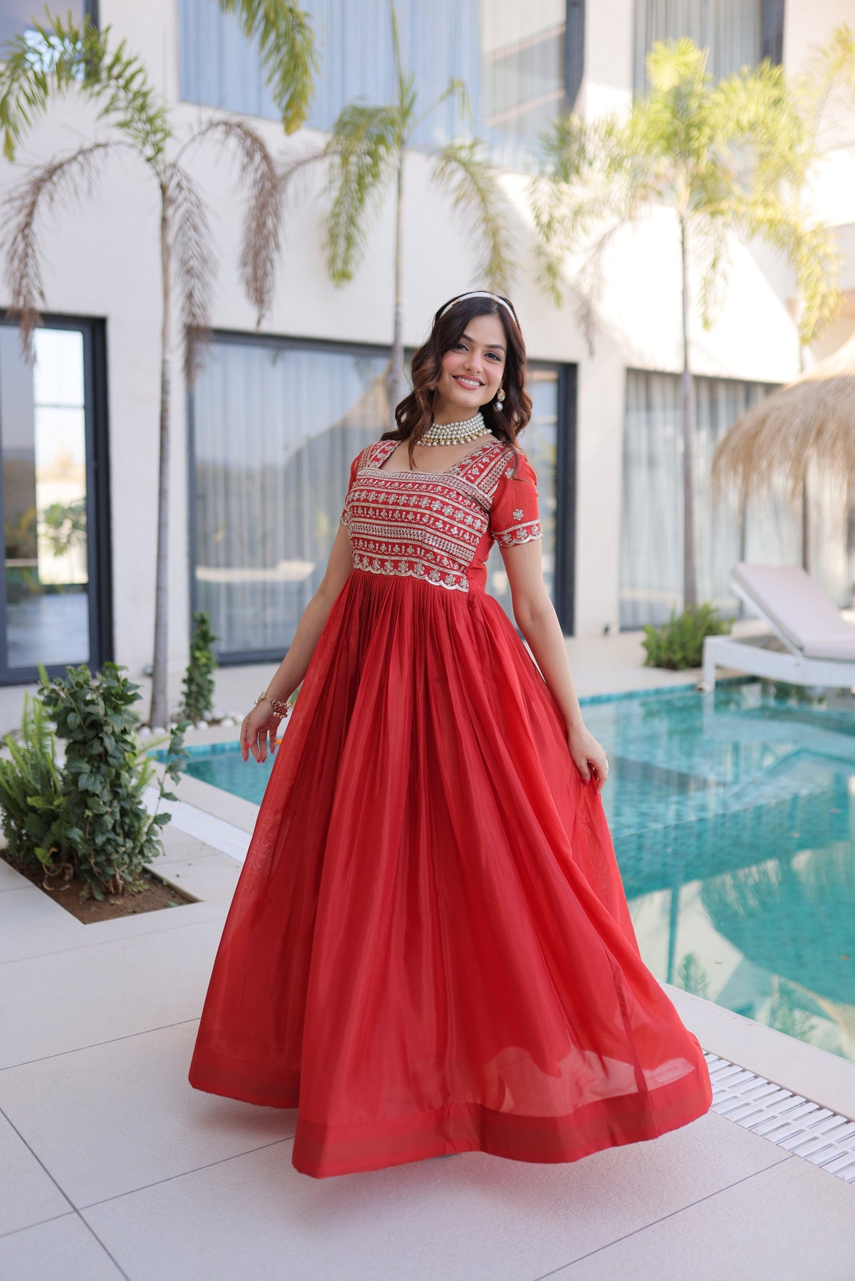 Lorenvalley Fashion Fenta H O Silk with Sequins & Zari with Pipe Beads Embroidered work Gown | Grocsy