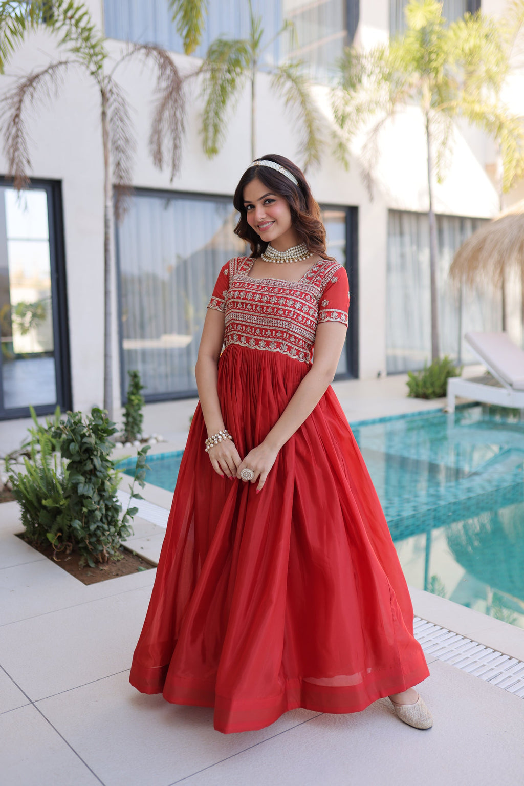 Lorenvalley Fashion Fenta H O Silk with Sequins & Zari with Pipe Beads Embroidered work Gown | Grocsy