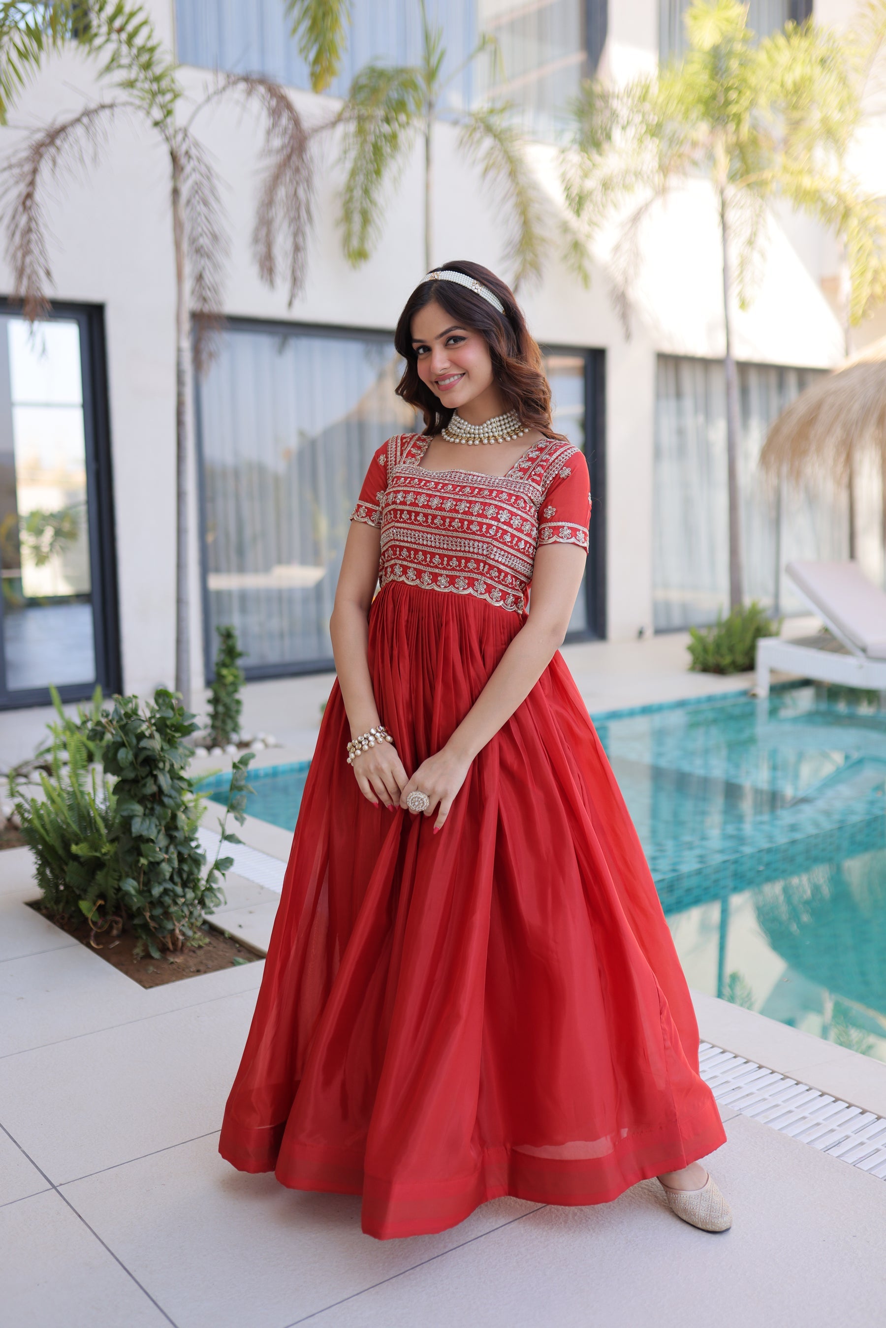 Lorenvalley Fashion Fenta H O Silk with Sequins & Zari with Pipe Beads Embroidered work Gown | Grocsy
