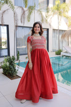 Lorenvalley Fashion Fenta H O Silk with Sequins & Zari with Pipe Beads Embroidered work Gown | Grocsy