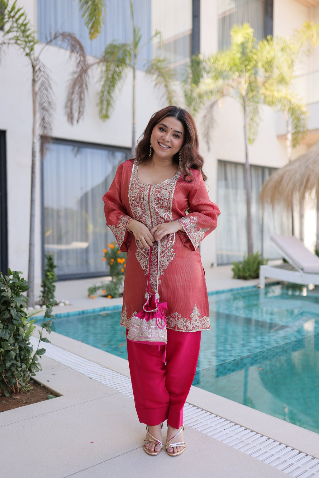 Lorenvalley Fashion Maroon Viscose with Sequins & Coding Zari Embroidered work Kurta Pant with Batwa | Grocsy