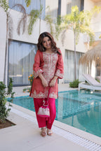 Lorenvalley Fashion Maroon Viscose with Sequins & Coding Zari Embroidered work Kurta Pant with Batwa | Grocsy