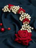 Panash Women Gold-Toned & Red Embellished Hair Accessory Set | Grocsy