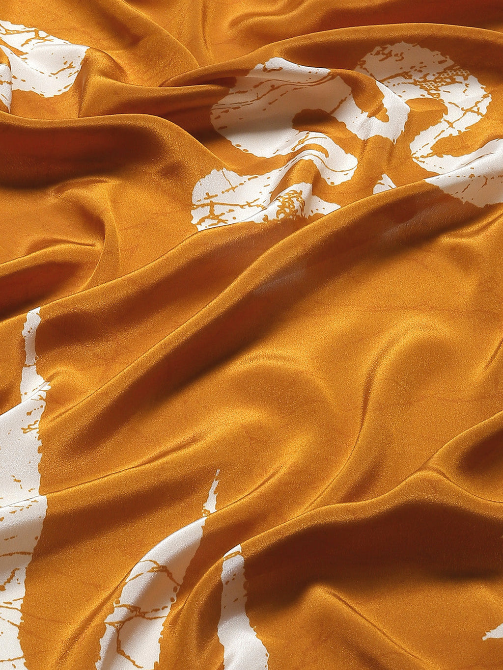 Tikhi Imli Mustard & White Floral Print Satin Saree | Grocsy