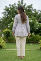 Lorenvalley Fashion Skyblue Cotton with Heart Embroidered work Top Bottom Set | Grocsy