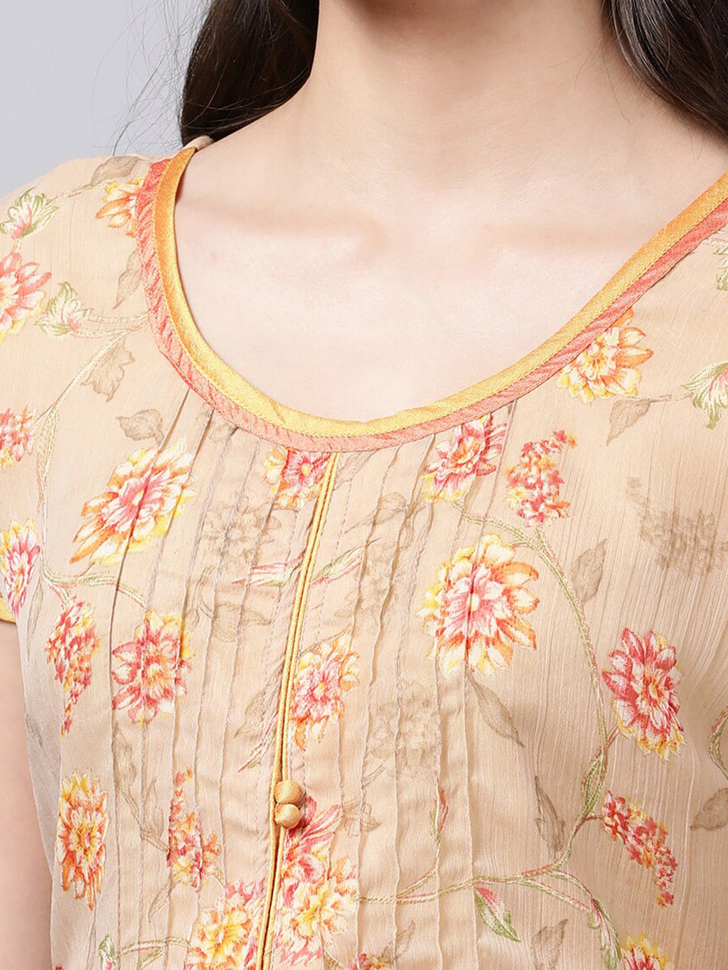 Souchii Women Grey Floral Printed Chiffon A-Line Dress | Grocsy
