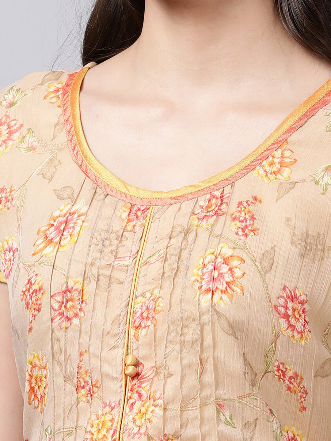 Souchii Women Grey Floral Printed Chiffon A-Line Dress | Grocsy