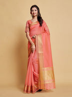 Sangria Woven Design Border Art Silk Banarasi Saree | Grocsy