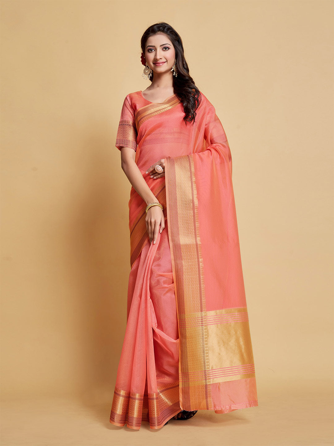 Sangria Woven Design Border Art Silk Banarasi Saree | Grocsy