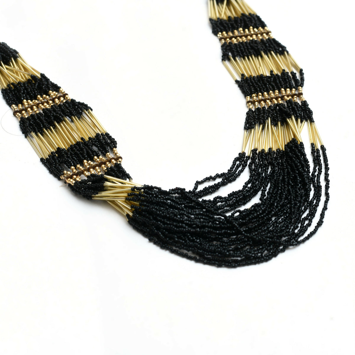 Mominos Fashion Johar Kamal Handicraft Finish Beads Work Long Necklace For Women (Black /Golden) | Grocsy