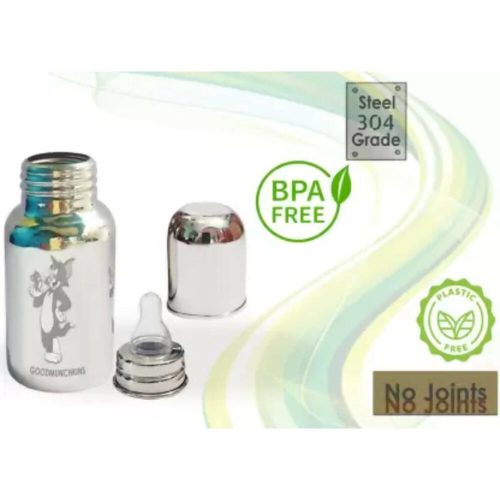 Goodmunchkins Stainless Steel Feeding Bottle 304 Grade Steel, Jointless, BPA Free, Rustfree Bottle For Kids 300ml | Grocsy