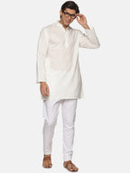 Sethukrishna Men Cream-Coloured Pure Cotton Kurta with Pyjamas | Grocsy