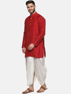 Sethukrishna Men Maroon Kurta with Dhoti Pants | Grocsy