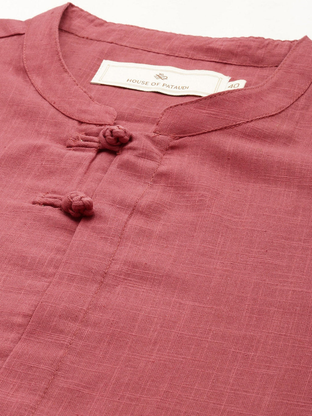 House of Pataudi Men Pure Cotton Solid Straight Mandarin Collar Rozana Kurta | Grocsy
