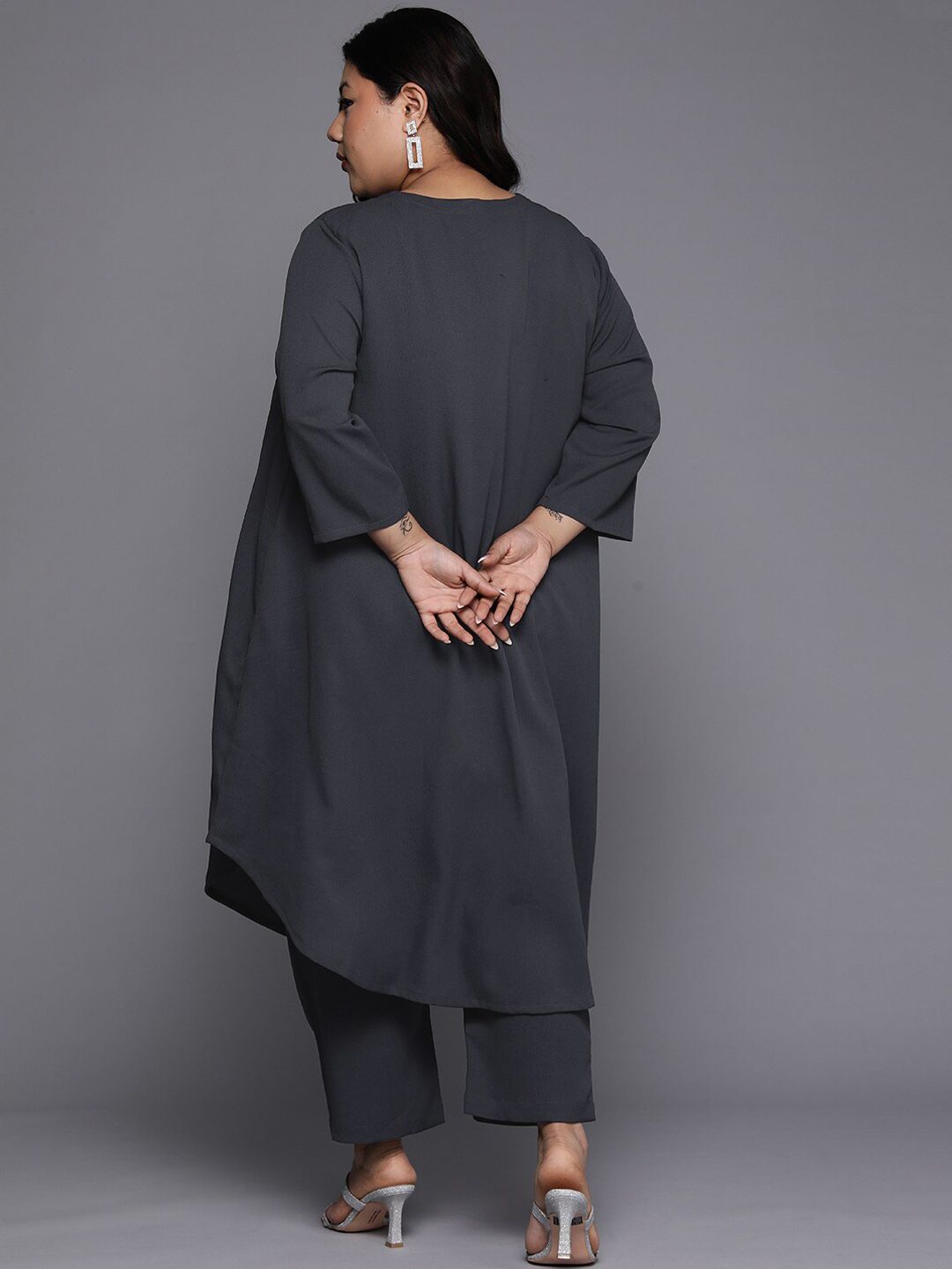 Sztori Plus Size V Neck A Line Kurta With Trouser | Grocsy