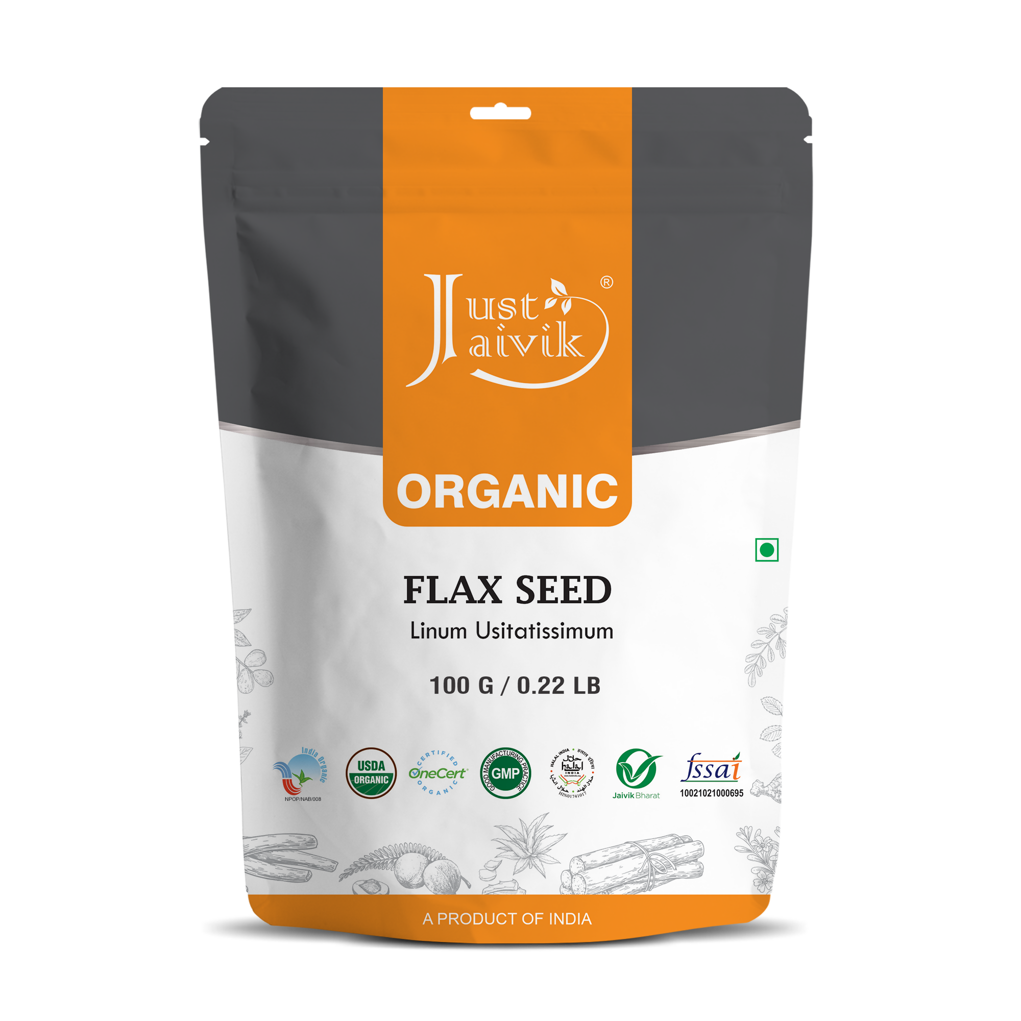 Just Jaivik Organic Flax Seeds | Grocsy